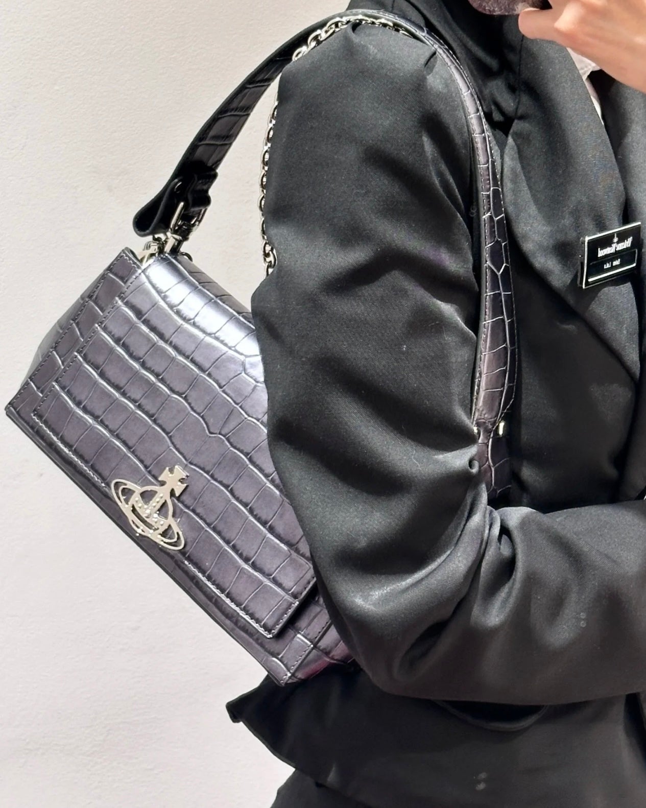 Vivienne Westwood Hazel Handbag SS25鐵灰鱷魚皮［已停產! 最後一個small現貨完售下架!］