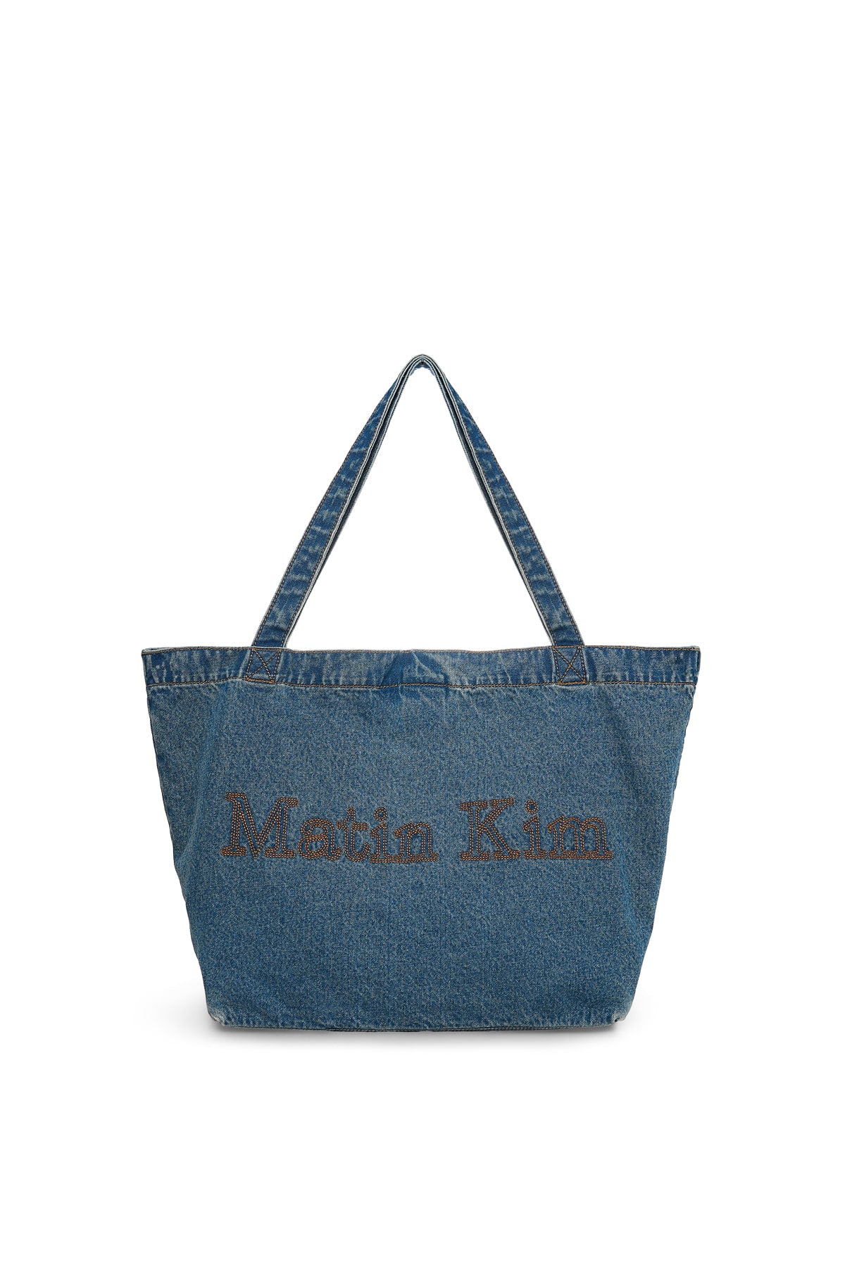 Matin Kim Matin Stitch Denim Shoulder Bag 最新韓國選物🇰🇷經典Logo刺繡水洗牛仔大袋［大容量超實手 有啪鈕!］