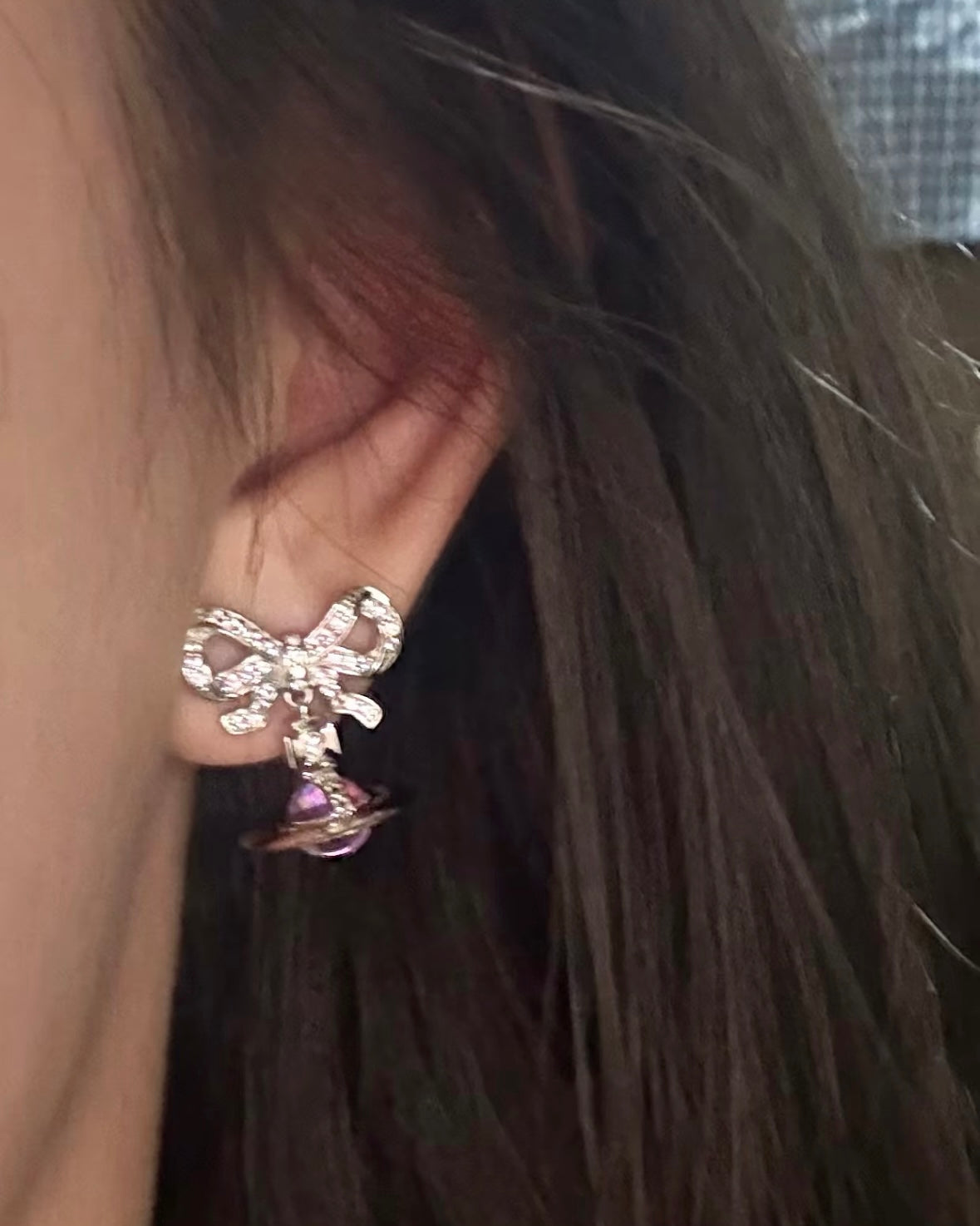 Vivienne Westwood Octavie Pendant Earrings PINK 粉紅蝴蝶結星球 [100% recycled silver 純銀]