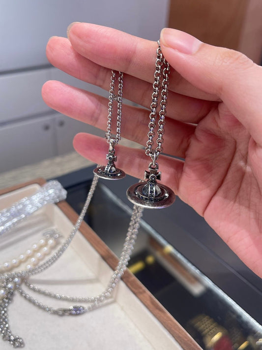 Vivienne Westwood ORB Pendant Crystal Necklace 水泥灰長款  [2025專櫃限定!]