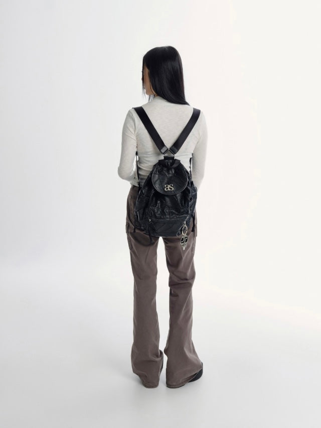 Ason Benet Backpack 最新韓國選物🇰🇷菱形格裂紋皮背包［超有質感經典背囊］