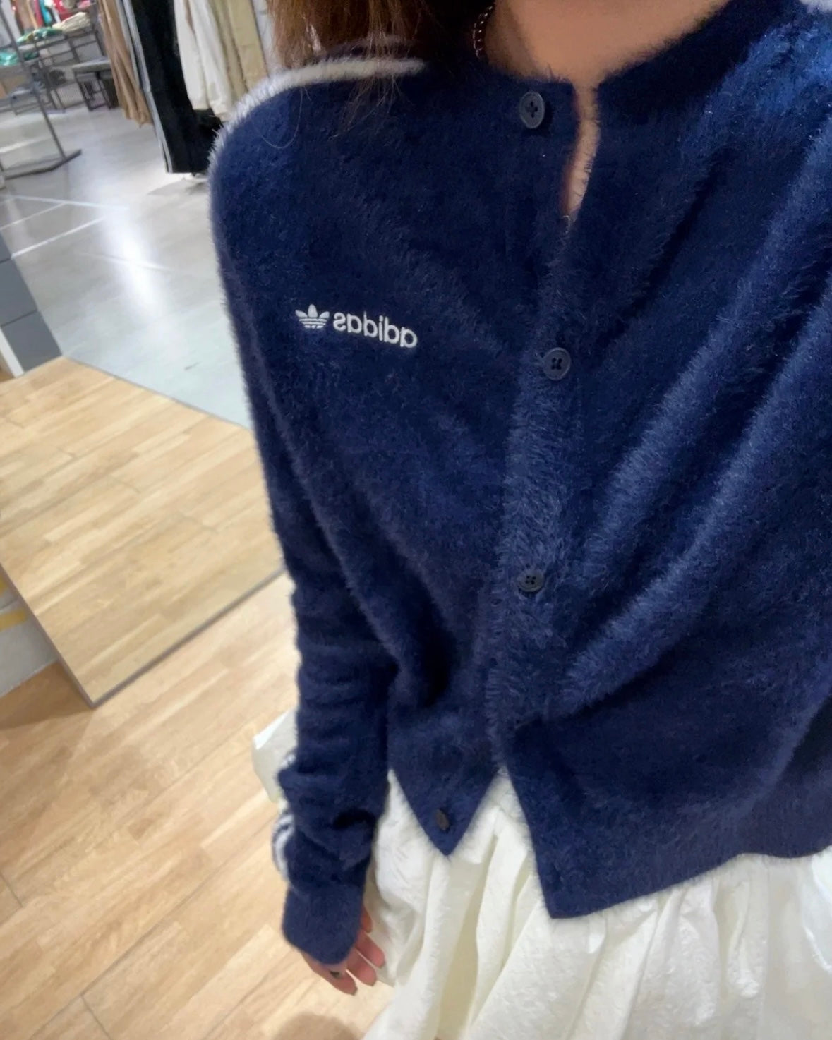 Adidas Originals 3-Stripes Knit Cardigan 超柔軟親膚毛毛外套 海軍藍 [超小量貨 海外限定]