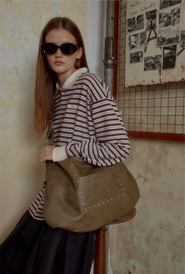 Leterie Leather Buckle Reversible Shoulder Bag 最新韓國選物🇰🇷窩釘皮革豹紋兩用洞洞扣半月袋［Made In Korea🇰🇷可雙面兩用 肩帶可調節上膊斜揹OK!］