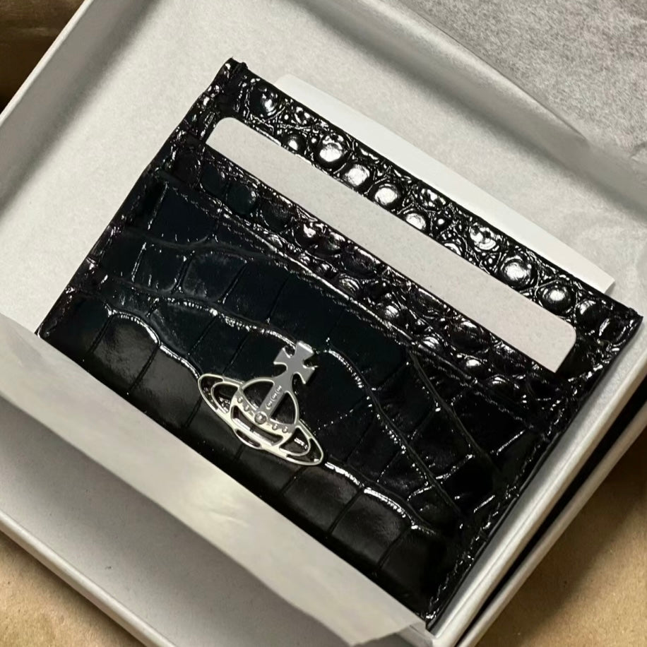 Vivienne Westwood Crocodile Cardholder 黑銀鱷魚皮 [最熱賣cardholder! 舊版令面大格現貨完售不設補貨!]