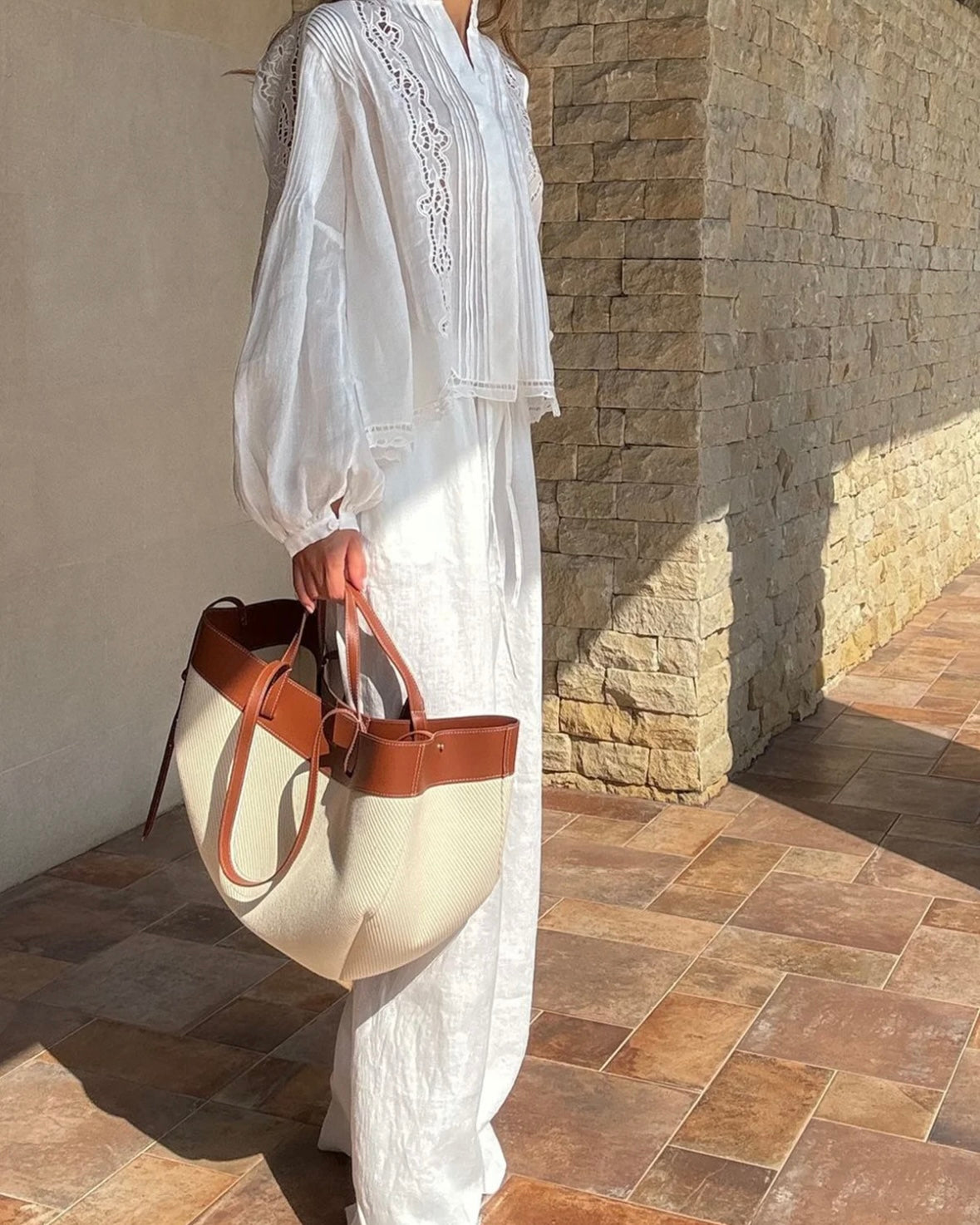 POLENE Cognac Canvas [最新皮革帆布拼色系列！夏日高級感]