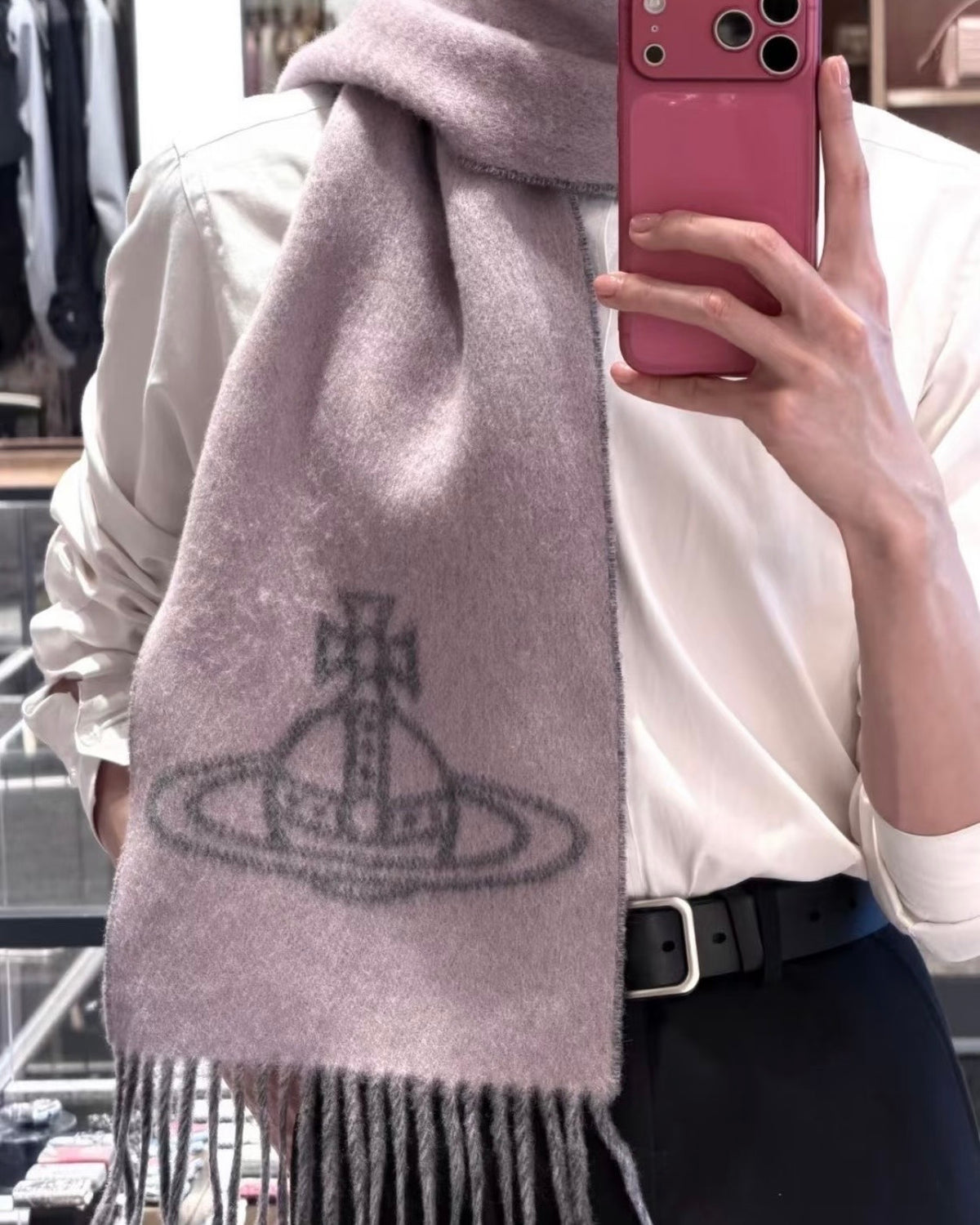 Vivienne Westwood Double ORB Logo Scarf (100% wool) 絕美灰粉紅雙面 [英國轉季大折扣🇬🇧2026最新限定意大利製!]