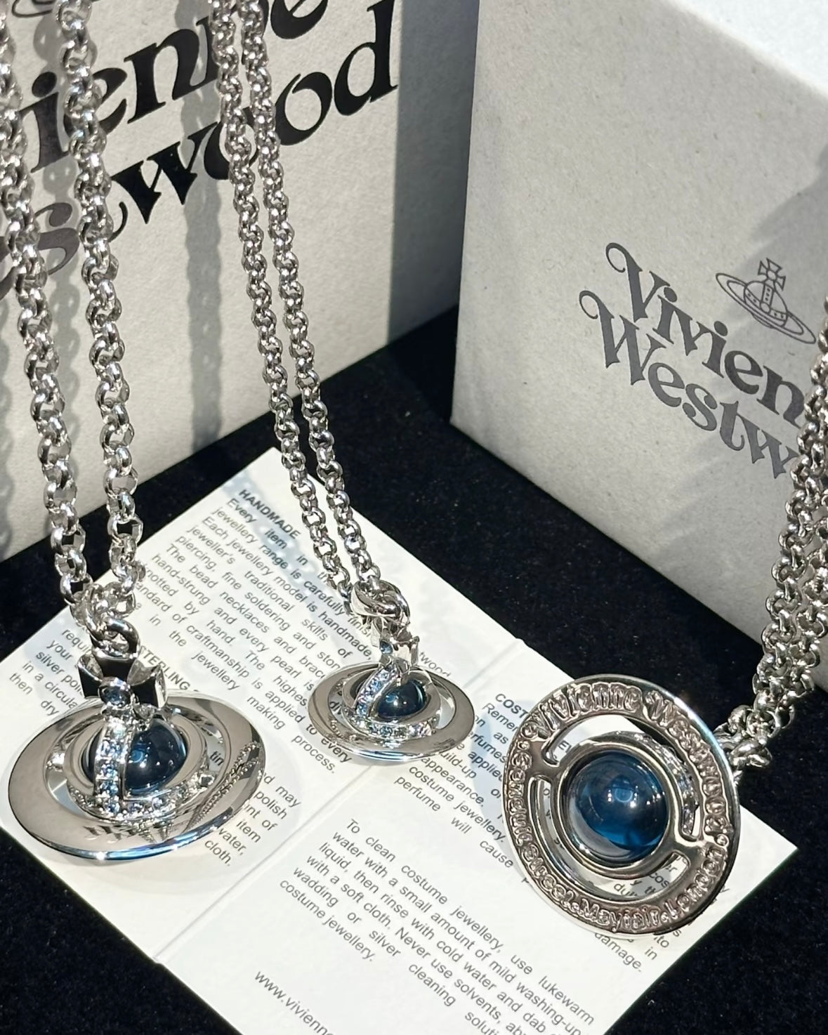 Vivienne Westwood ORB Pendant Crystal Necklace 牛仔藍 [男裝長鏈!]