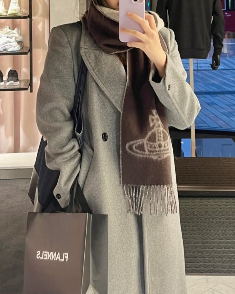 Vivienne Westwood Double ORB Logo Scarf (100% wool) [黑色啡色超熱賣! 日本版 意大利製!]