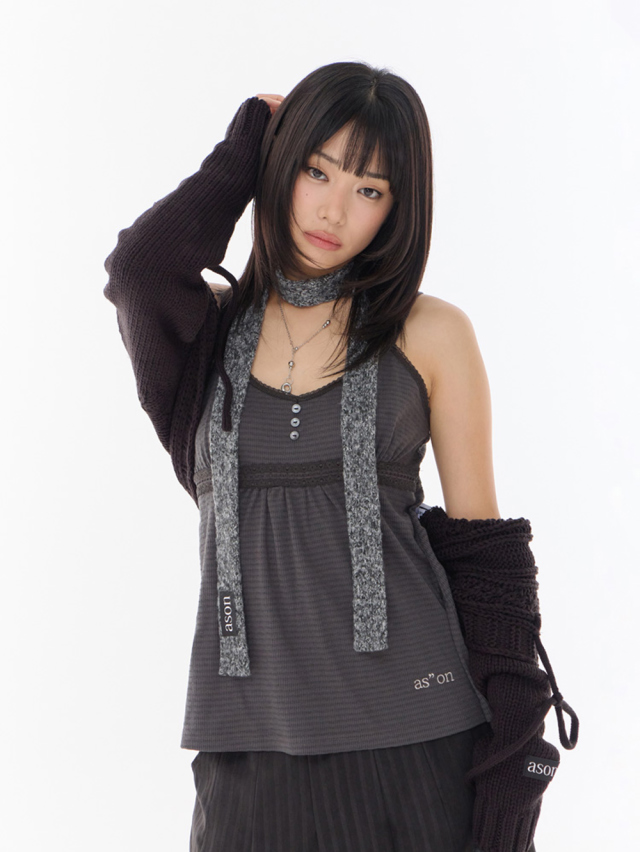 韓國選物🇰🇷Ason Nep Slim Muffler 慵懶彩點細圍巾［隨性慵懶韓系氛圍感！］