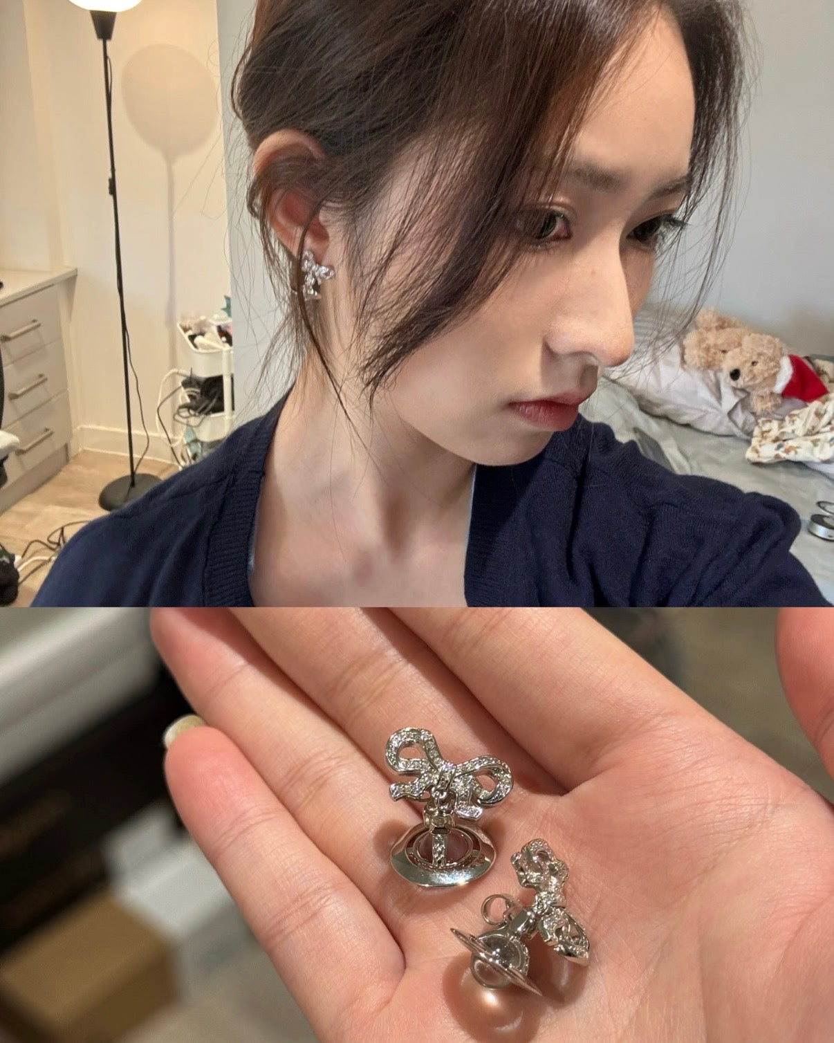Vivienne Westwood Octavie Pendant Earrings 蝴蝶結星球耳環 [絕美冰川藍 100%純銀]