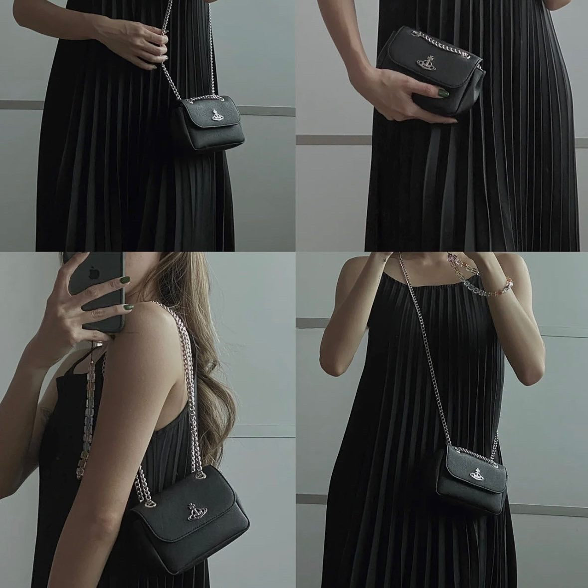 Vivienne Westwood Small Derby Bag with Chain 經典黑色十字紋