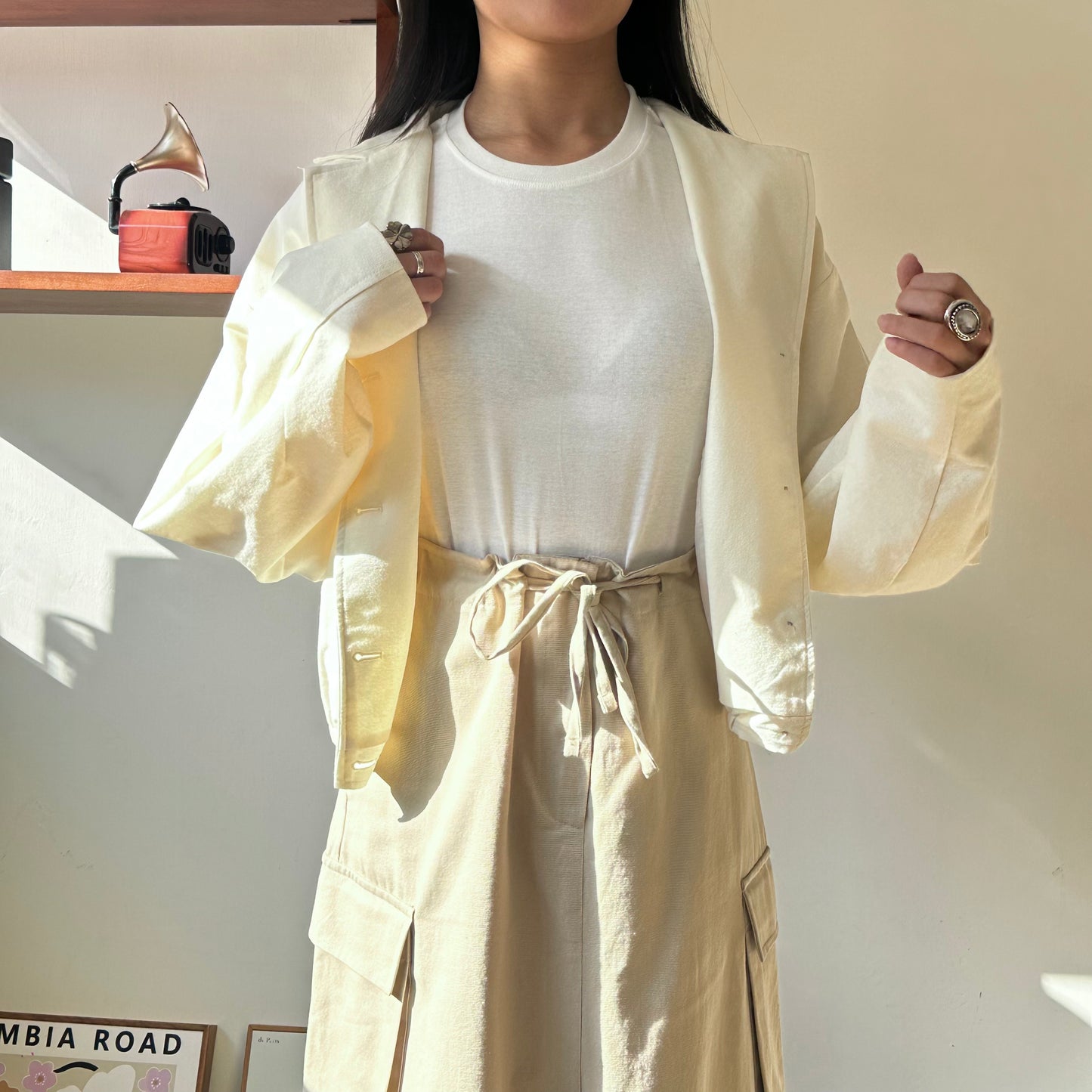 棉麻束腰短外套 [門市搬遷清貨限時優惠$249!]