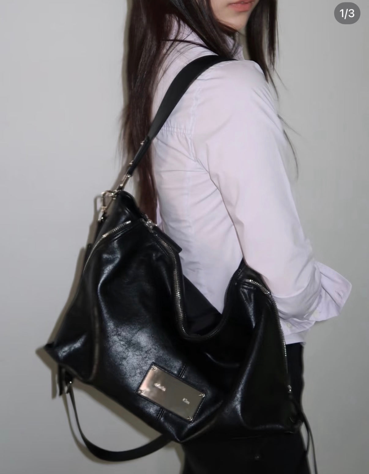 Matin Kim Side Zipper Shoulder Bag LARGE 最新韓國選物🇰🇷側鍊飾帶單肩大流浪袋［防刮耐用 超熱賣復古中性風］