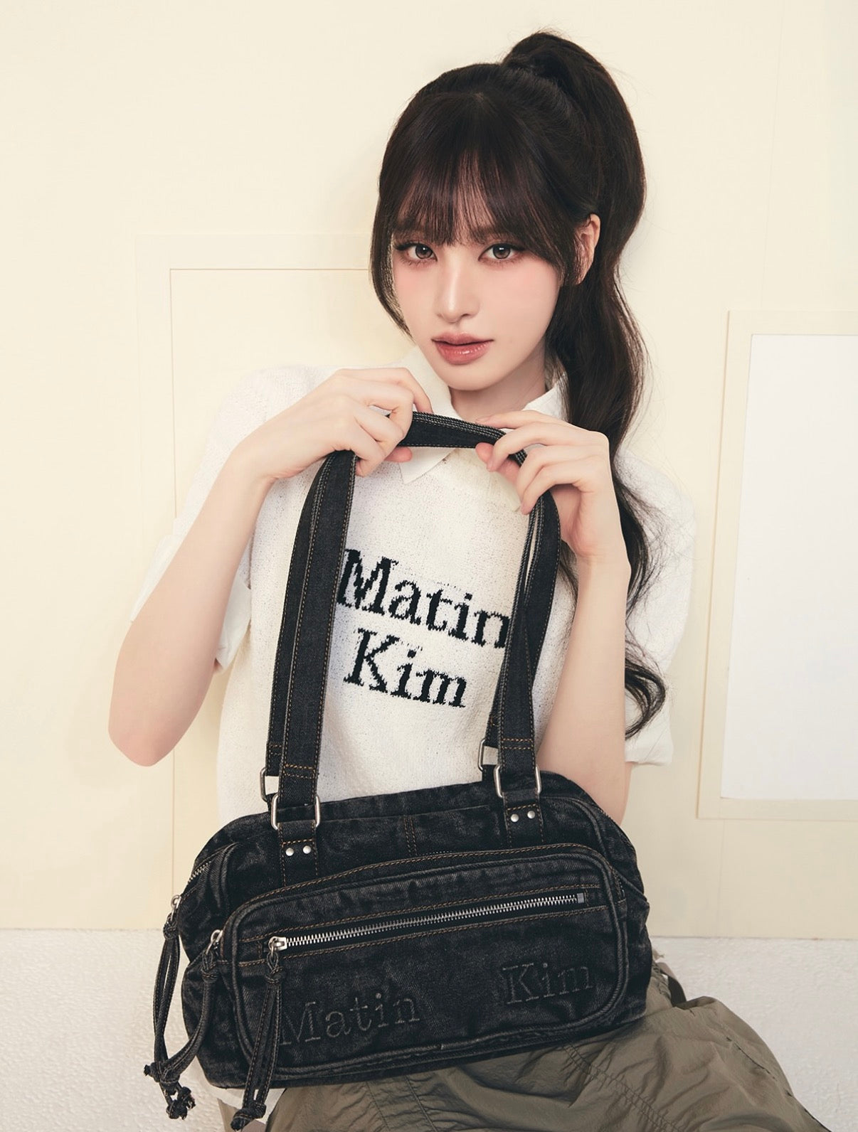 Matin Kim Matin Dust Denim One Pocket Shoulder Bag 最新韓國選物🇰🇷 IVE Liz/Aespa寧寧同款 洗水牛仔多層單肩袋［隨性高級街頭感⛓️🖤］