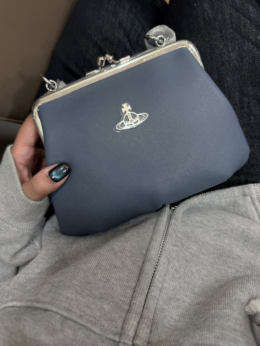 Vivienne Westwood Granny Frame Purse 餃子袋 灰藍十字紋［限定顏色!］