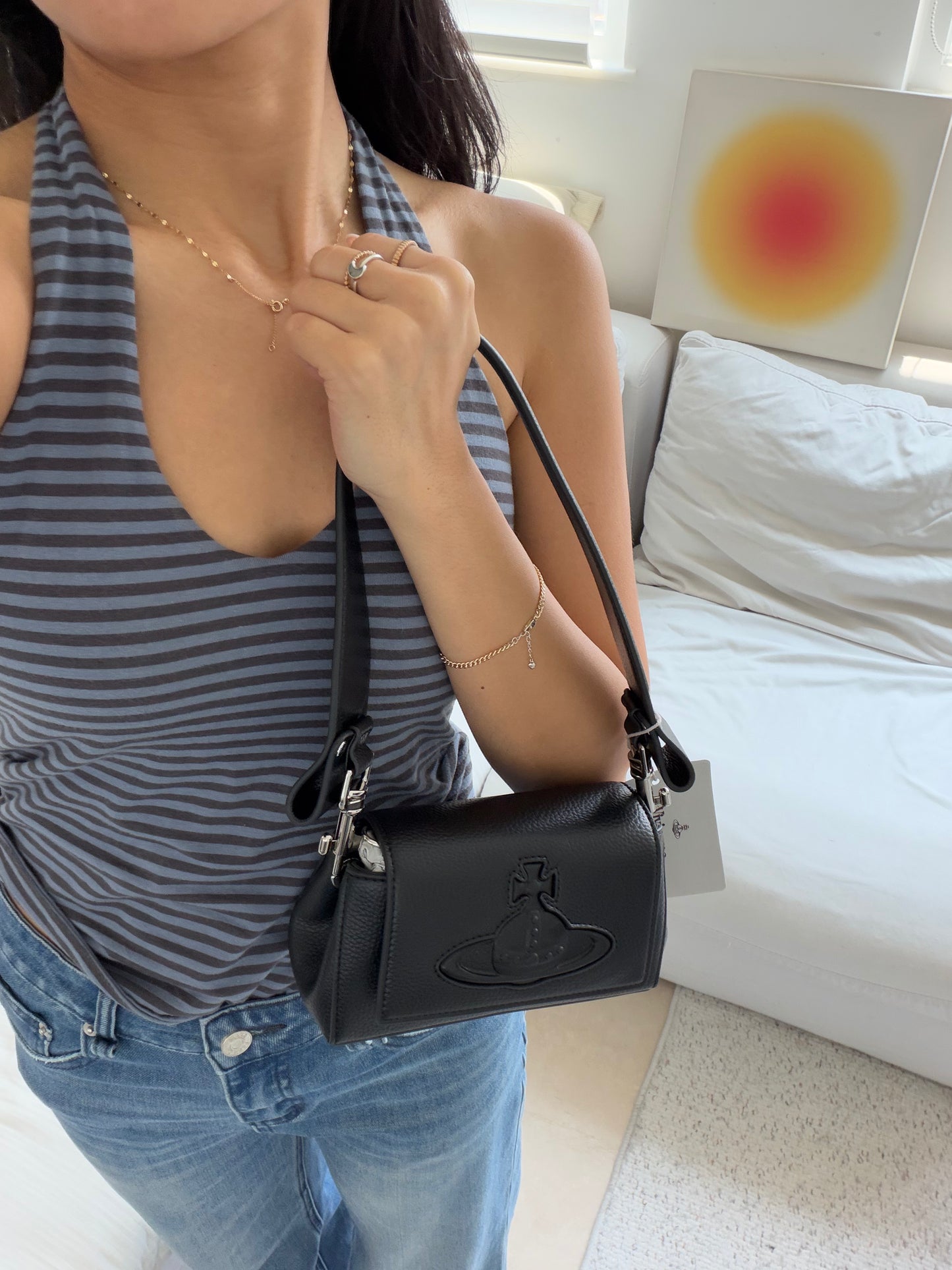 Vivienne Westwood Hazel Handbag  啞黑大土星壓紋荔枝皮 [2026最新限定款]