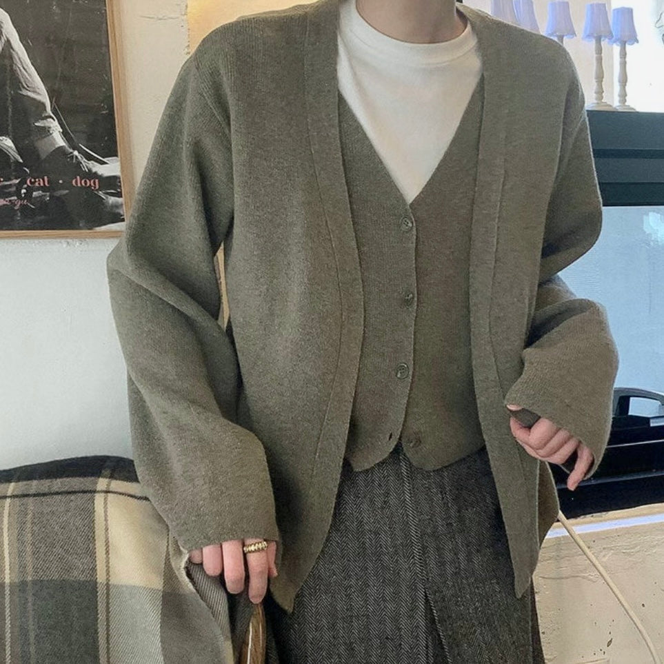 假兩件超軟熟開鈕上衣 3色入