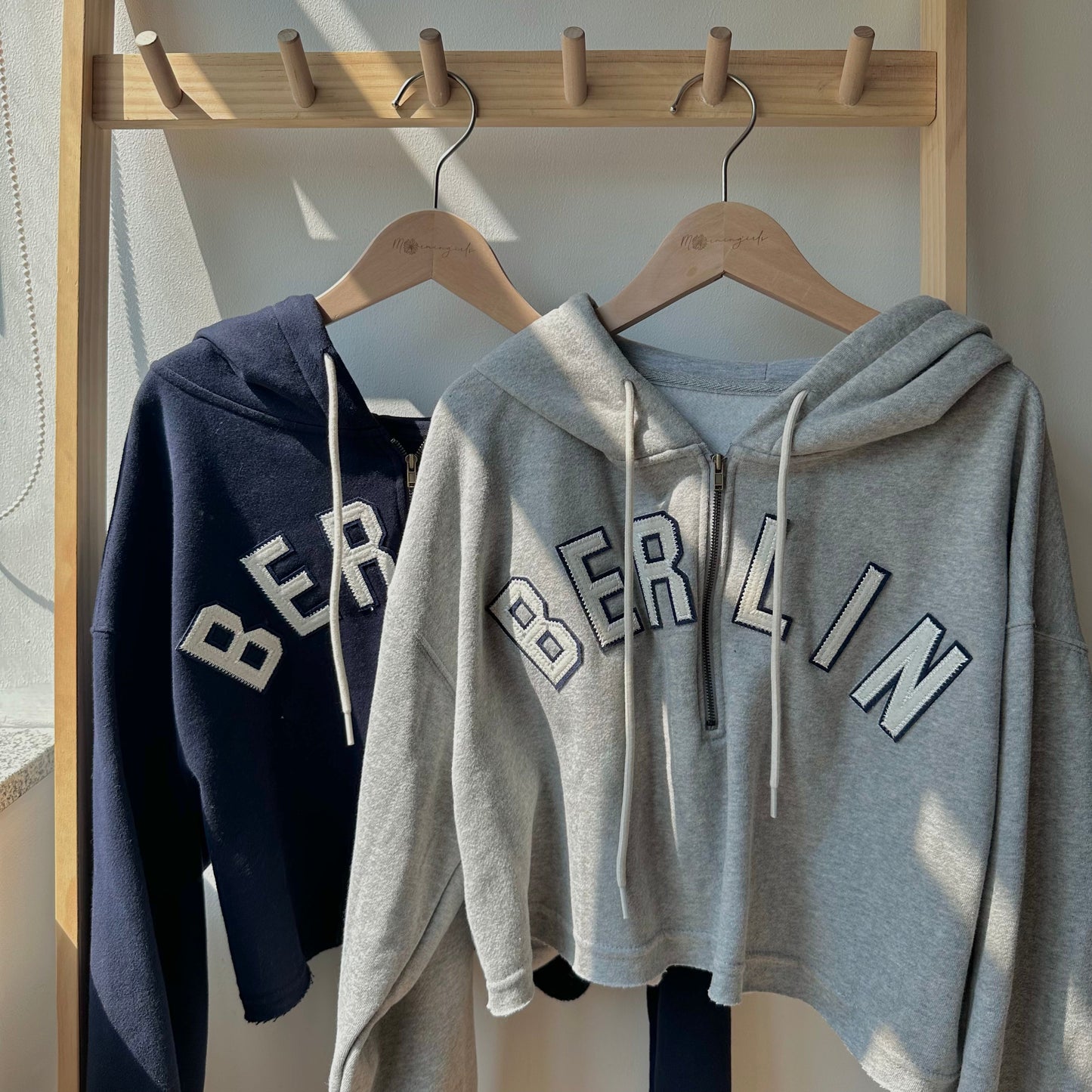 Half-zip Embroidered Cropped Hoodies 2色入 [門市搬遷清貨限時優惠$149!]