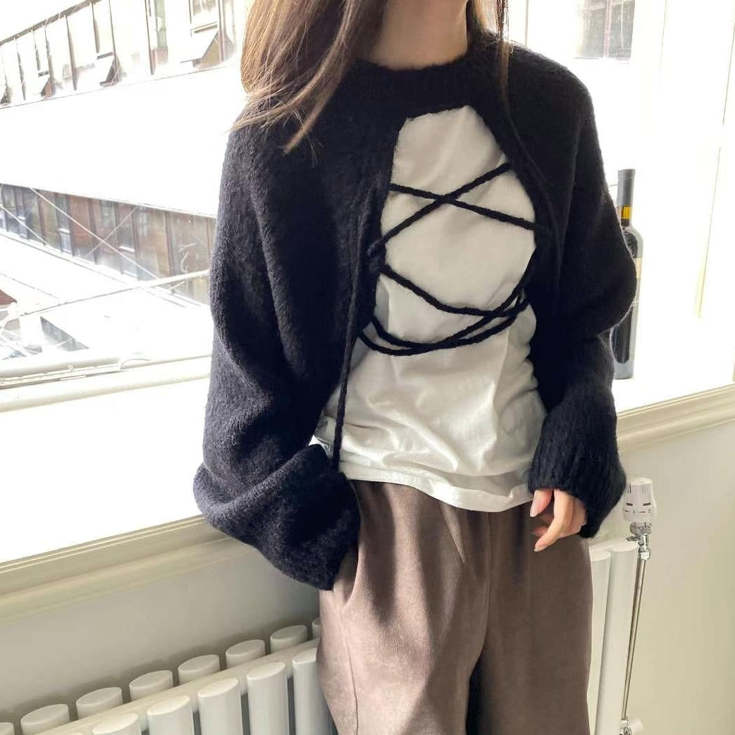 2-Ways 綁繩 CROPPED SWEATER 3色入 [門市搬遷清貨限時優惠$169!]
