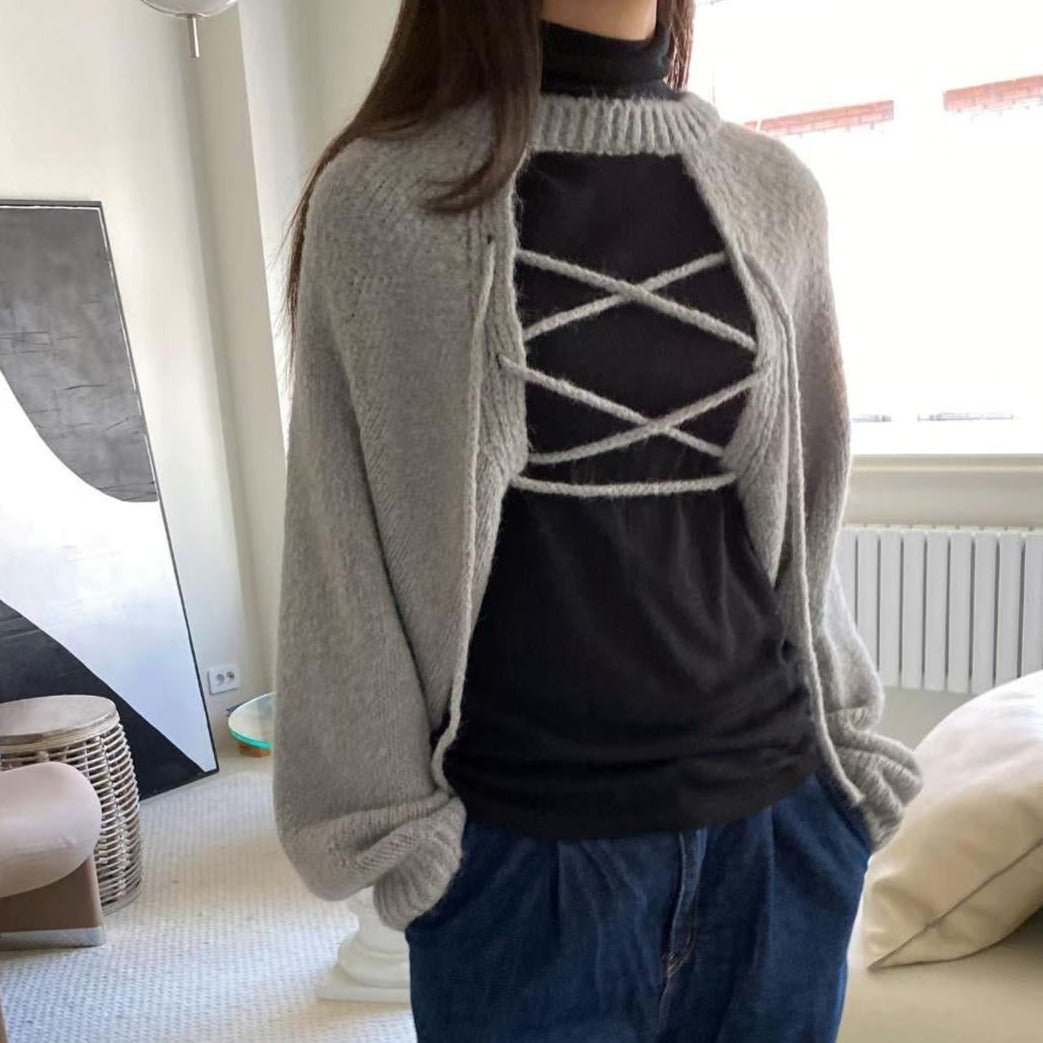 2-Ways 綁繩 CROPPED SWEATER 3色入 [門市搬遷清貨限時優惠$169!]