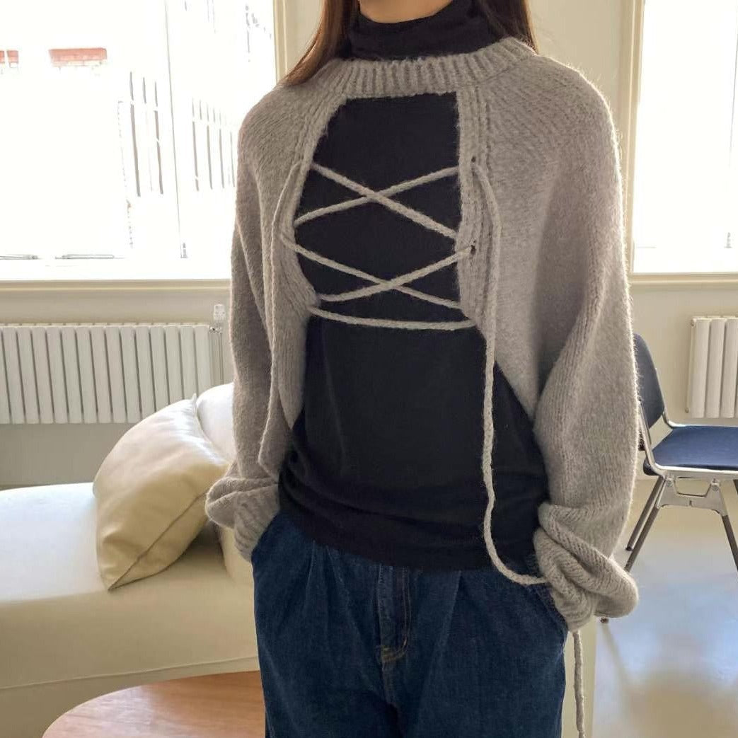 2-Ways 綁繩 CROPPED SWEATER 3色入 [門市搬遷清貨限時優惠$169!]