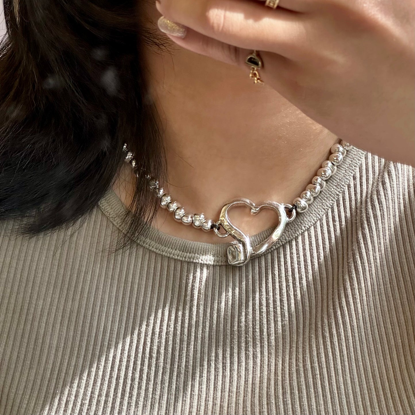 Otro Accesorio 西班牙手工飾物 - Pebble Heart Necklace 大心心粒粒頸鏈