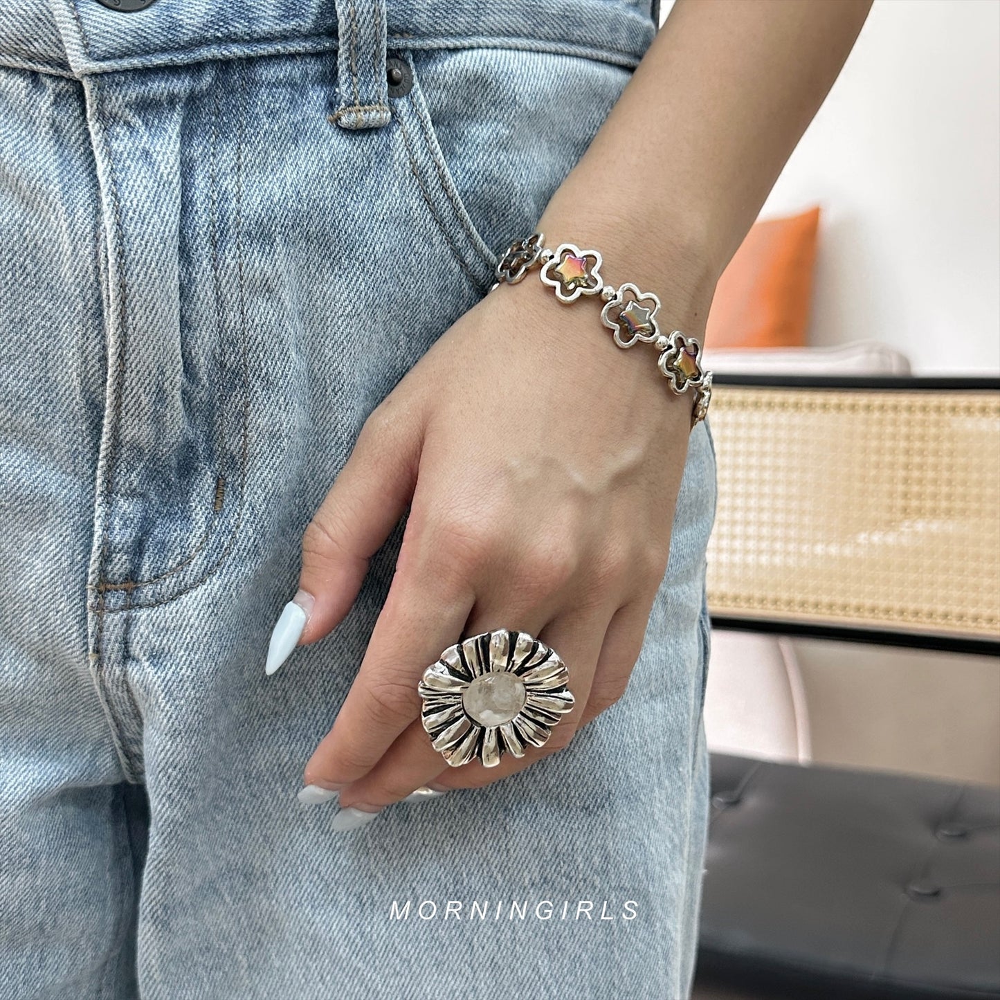 Otro Accesorio 西班牙手工飾物 - Flower & Star Layered Bracelet