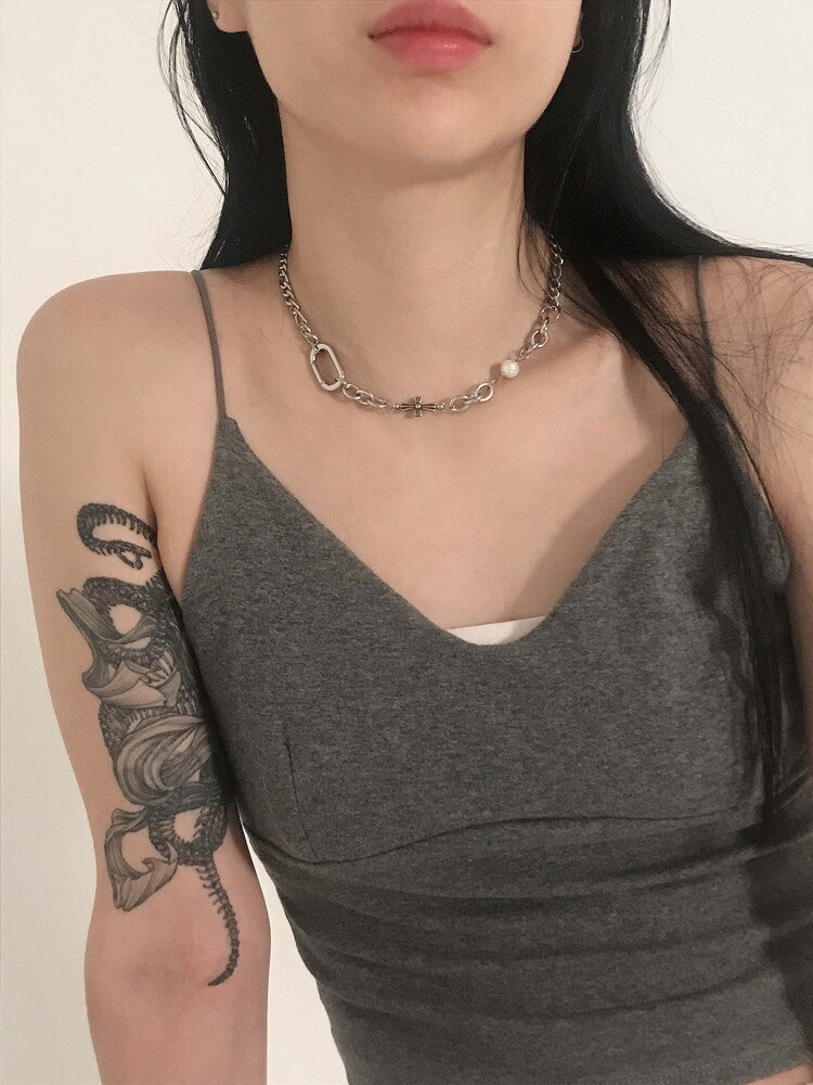 韓國選物🇰🇷 OFUSE Cross Pearl Choker