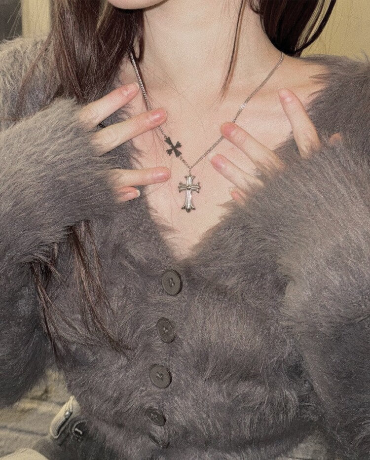 韓國選物🇰🇷 OFUSE Double Cross Necklace 長款頸鏈