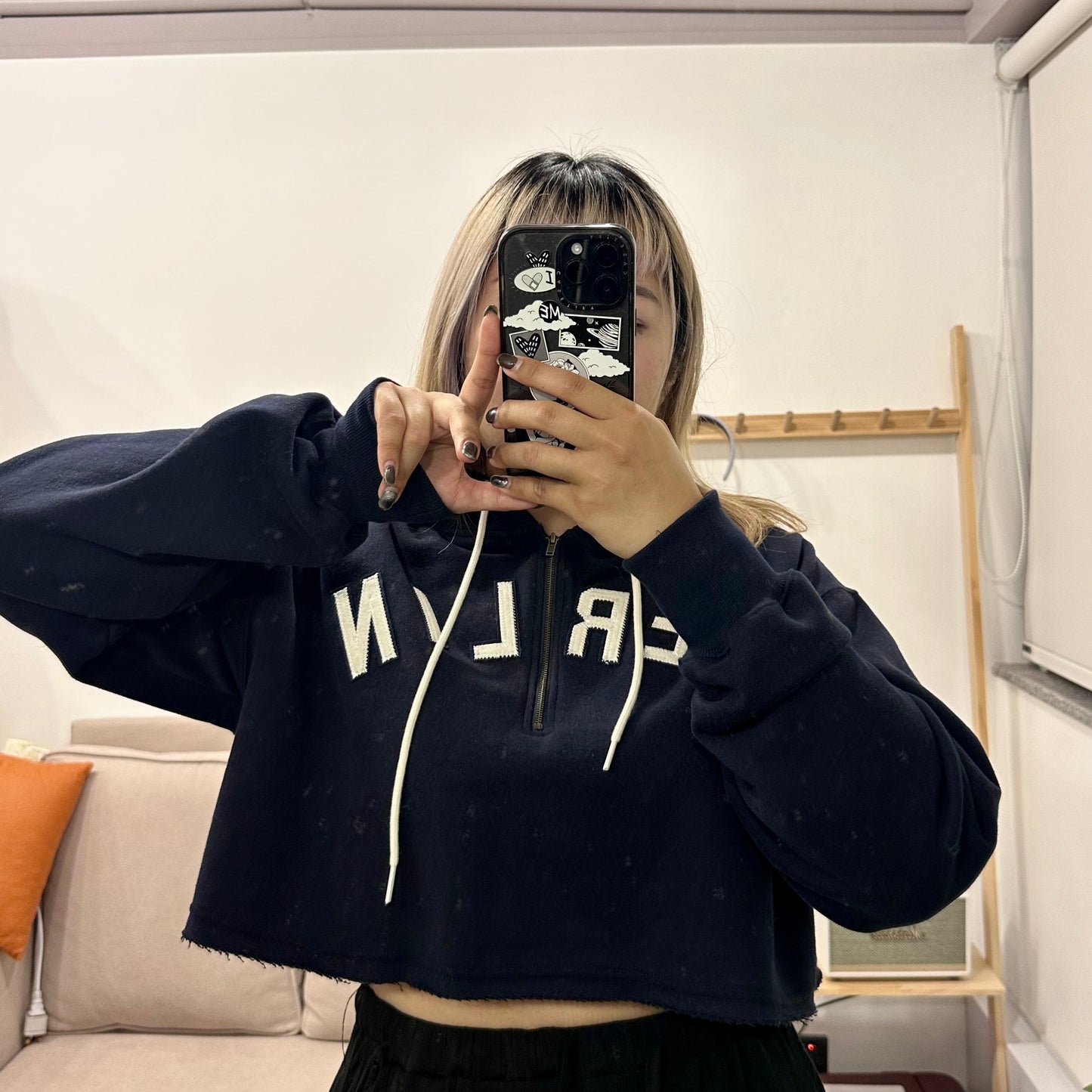 Half-zip Embroidered Cropped Hoodies 2色入 [門市搬遷清貨限時優惠$149!]